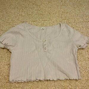 Short sleeve white buttoned crop top